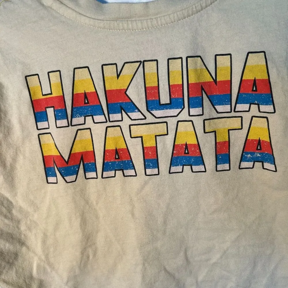 Hakuna Matata Girl's T-Shirt Yellow Cotton 2-Sided Rolled Hem Disney Size Small - Picture 4 of 8